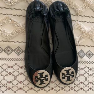 Tory Burch Reva Black Napa Flats